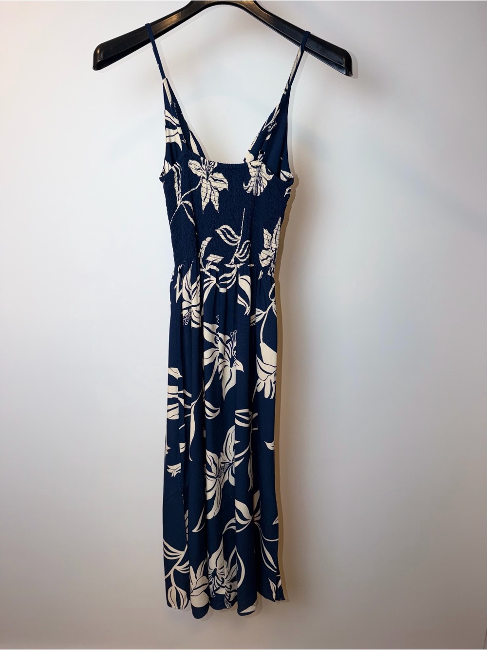 Angie Navy Maxi Dress with Cream Floral Pattern - Picture 3 of 7